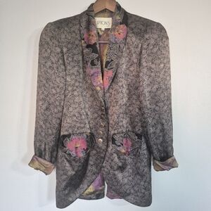 Liptons Vintage 80's Satin Paisley Jacket Size P? Small